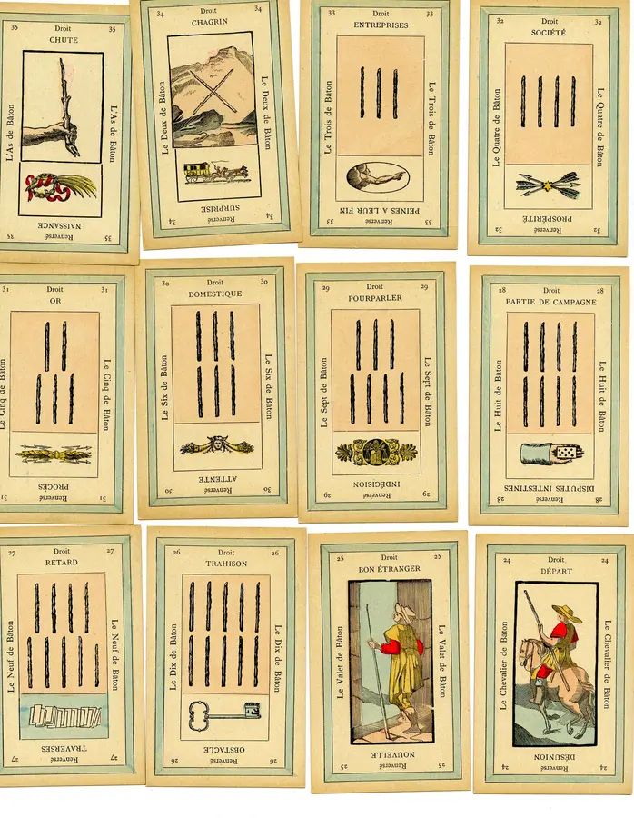 Lá Vua Kiếm: bài học phát triển bản thân: Lá bài Tarot trong các bộ bài cổ
