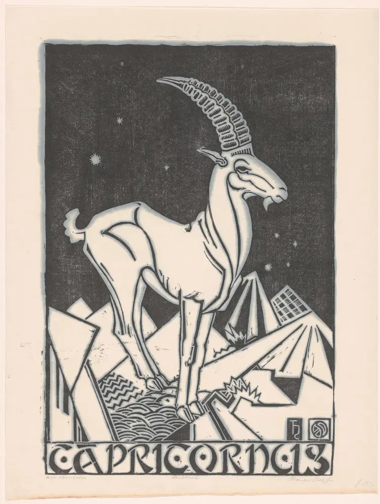 Lá bài Tarot của cung Ma Kết: Ác Quỷ: Hình tượng cung Ma Kết trong một bản khắc cổ (Rijksmuseum Amsterdam)
