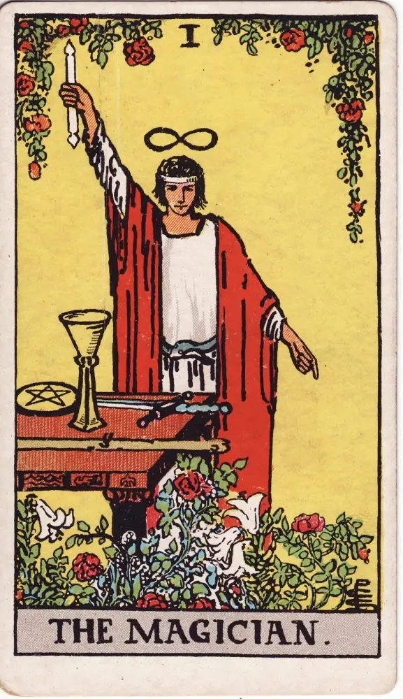 Lá Nhà Ảo Thuật trong tình yêu: Lá Nhà Ảo Thuật (The Magician) trong bộ Tarot Rider-Waite-Smith, bản in 1909