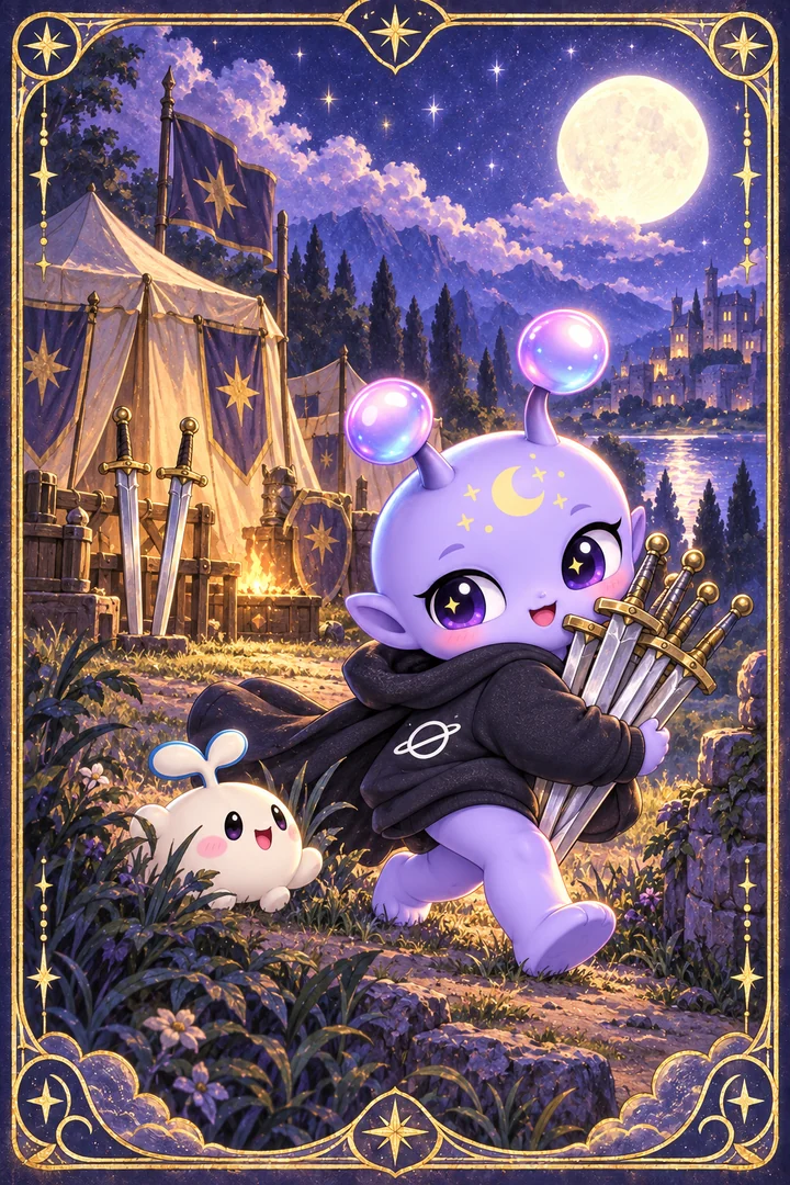 Lá Seven of Swords (Bảy Kiếm) trong bộ bài Tarot