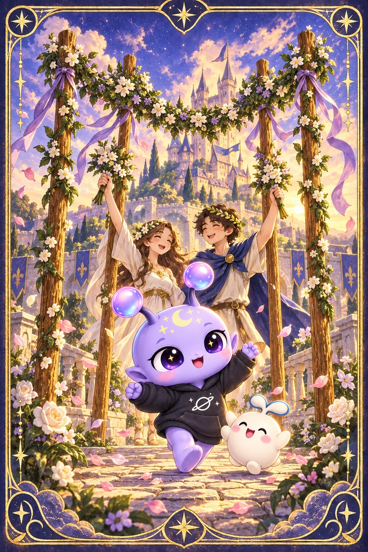 Lá Four of Wands (Bốn Gậy) trong bộ bài Tarot