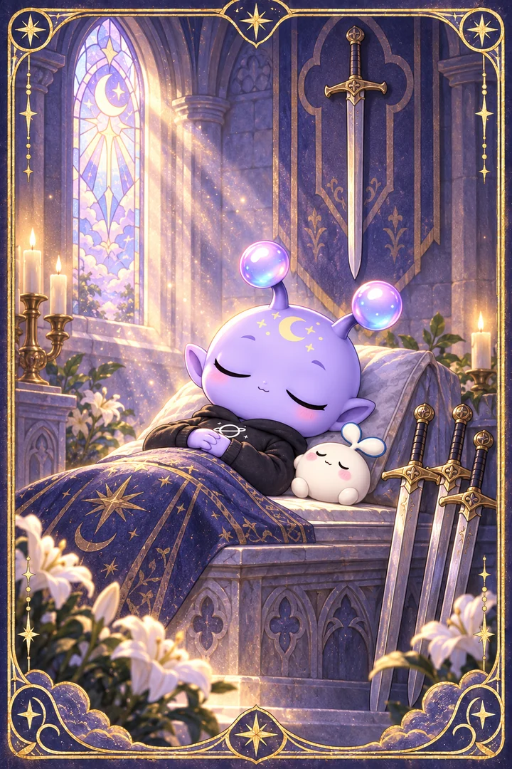 Lá Four of Swords (Bốn Kiếm) trong bộ bài Tarot
