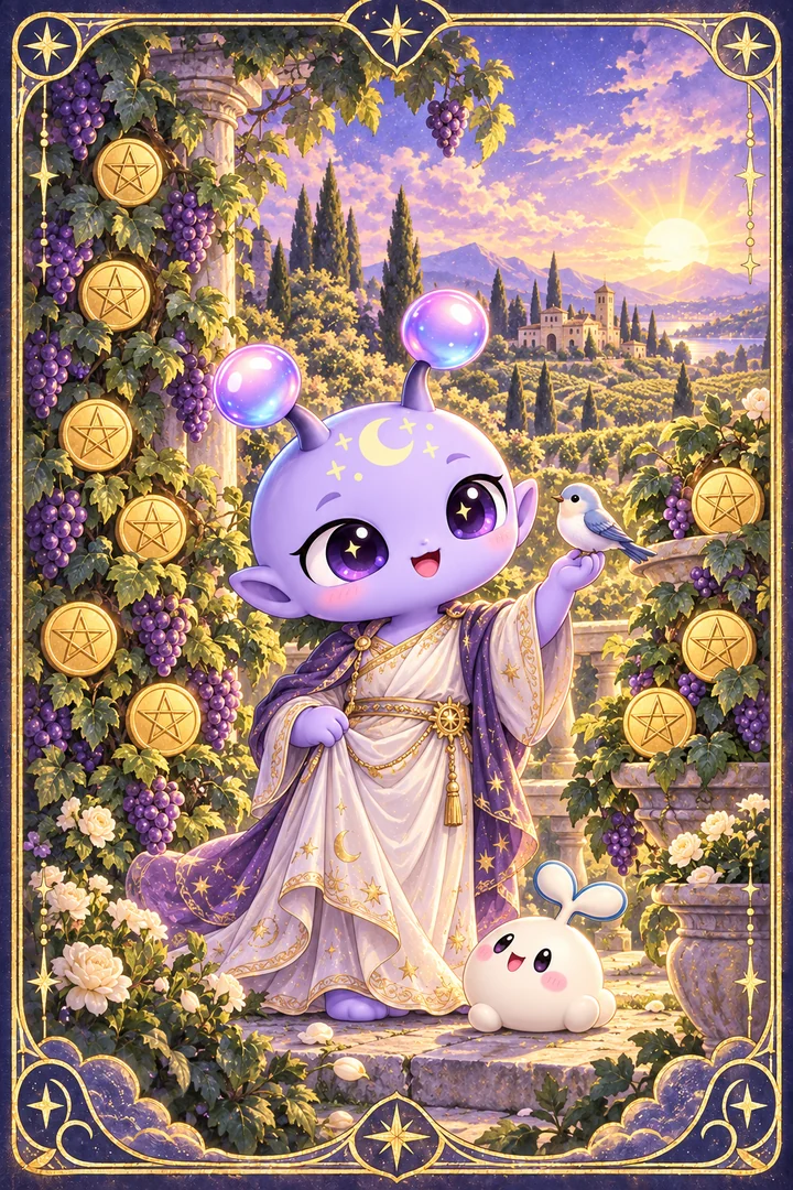 Lá Nine of Pentacles (Chín Tiền) trong bộ bài Tarot