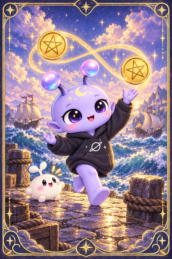 Lá Two of Pentacles (Hai Tiền) trong bộ bài Tarot