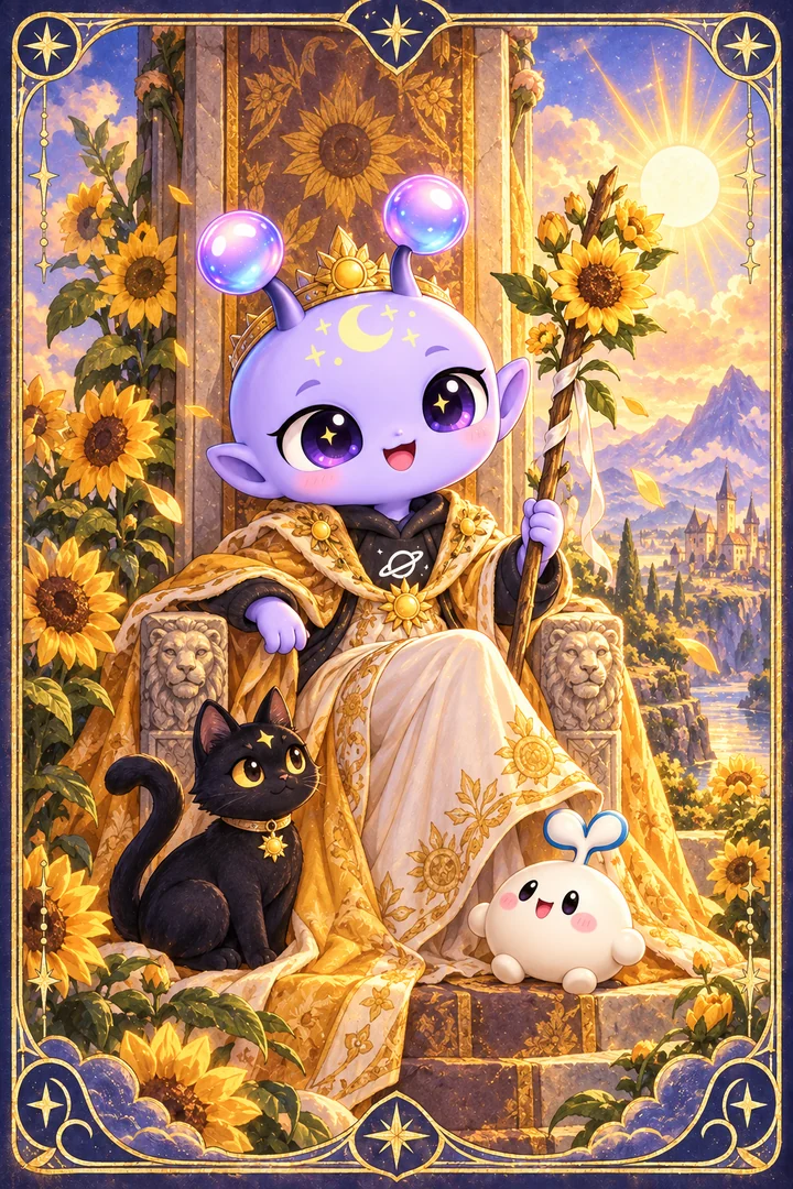 Lá Queen of Wands (Hoàng Hậu Gậy) trong bộ bài Tarot