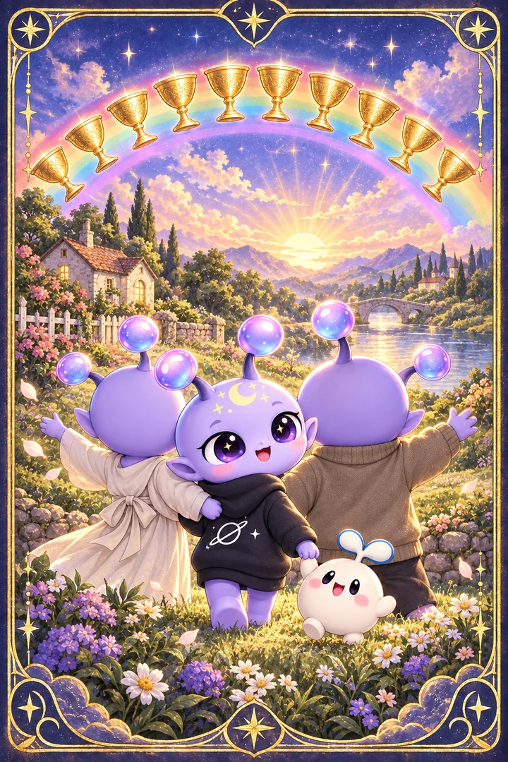 Lá Ten of Cups (Mười Cốc) trong bộ bài Tarot