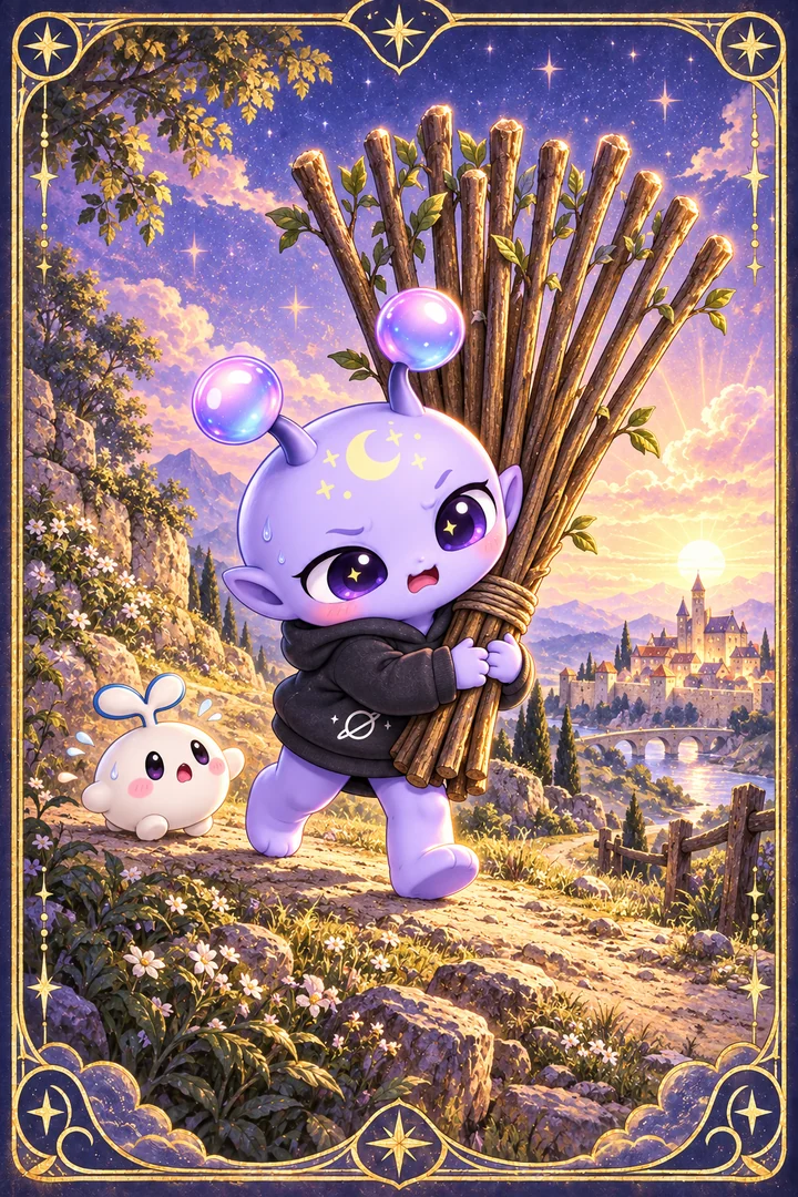 Lá Ten of Wands (Mười Gậy) trong bộ bài Tarot