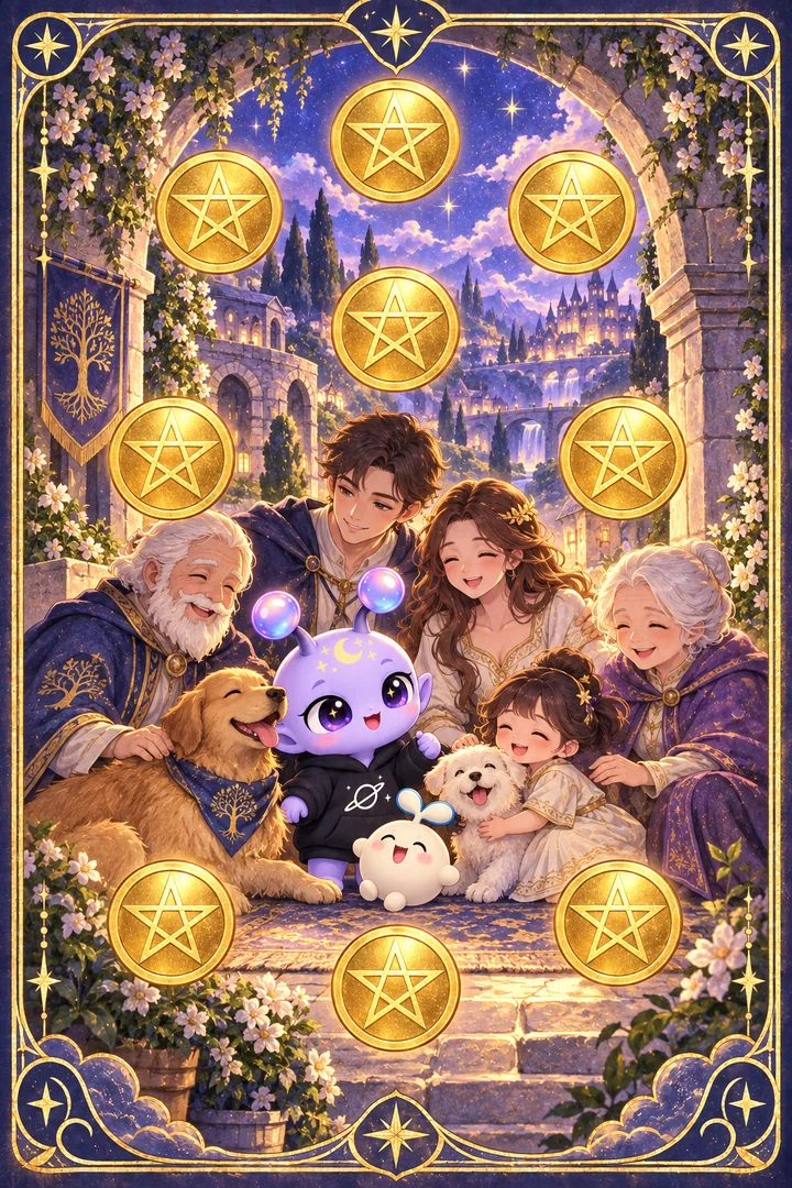 Lá Ten of Pentacles (Mười Tiền) trong bộ bài Tarot